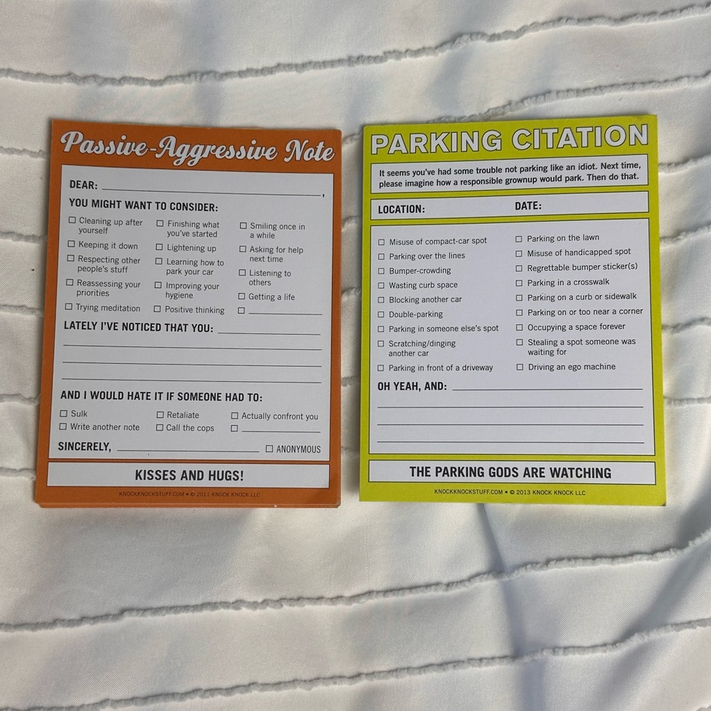Funny Passive-Aggressive Note and Parking Citation Set